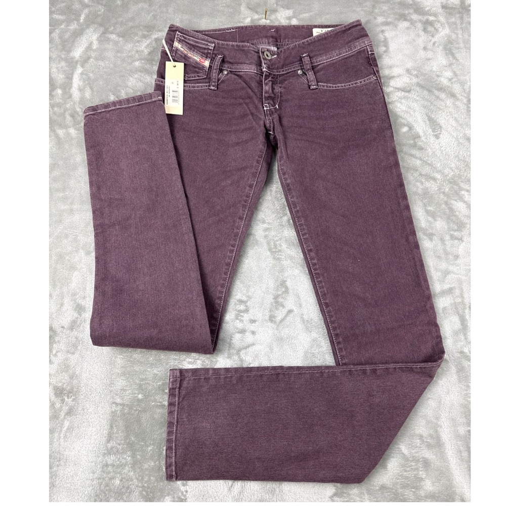 Diesel Matic Slim Jeans Maroon Red Wash 0016U Stretch Purple Mens W27 L32 NEW